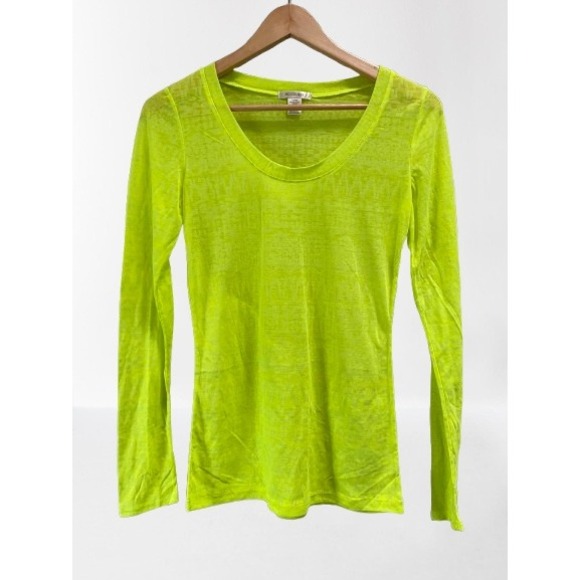 Bozzolo Women's Long Sleeve Sheer Top Lime Green New Large - Picture 1 of 3